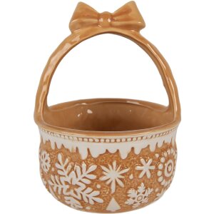 Clayre & Eef Kôš Ø 15x21 cm Hnedo-béžová Keramika