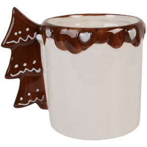 Clayre & Eef Hrnček 400 ml biely/hnedý 13x10x11 cm