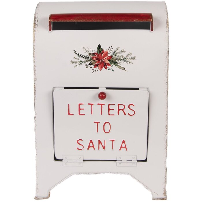 Clayre & Eef 6Y5914 Poštová schránka 20x14x30 cm biely/červený vidiecky štýl