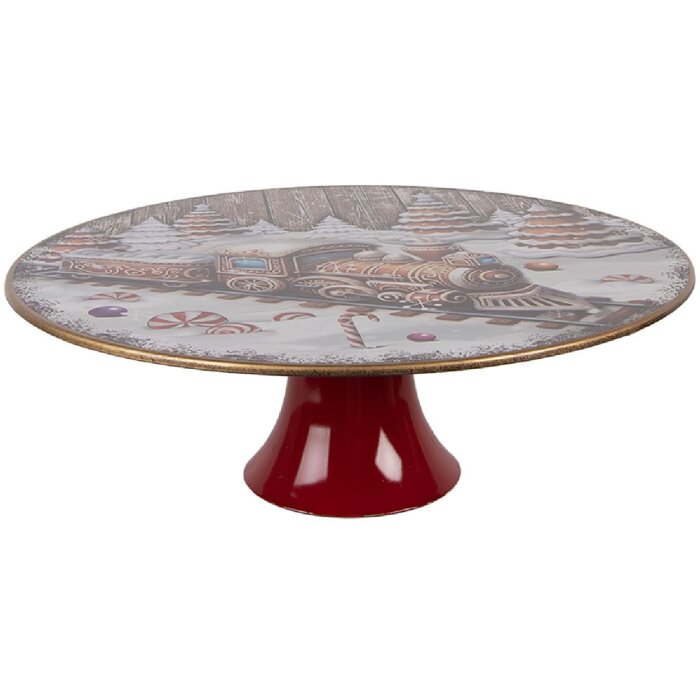 Clayre & Eef Tortový tanier Ø 29x10 cm Bielo-červený