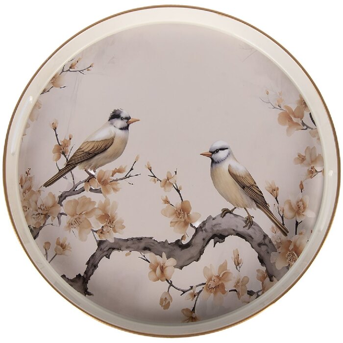 Clayre & Eef 66402 Podnos Ø 46x4 cm Béžovo-hnedý