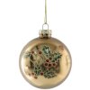 Clayre & Eef 6GL5134 Vianočná guľa Ø 8x8 cm Zlatá Zelená