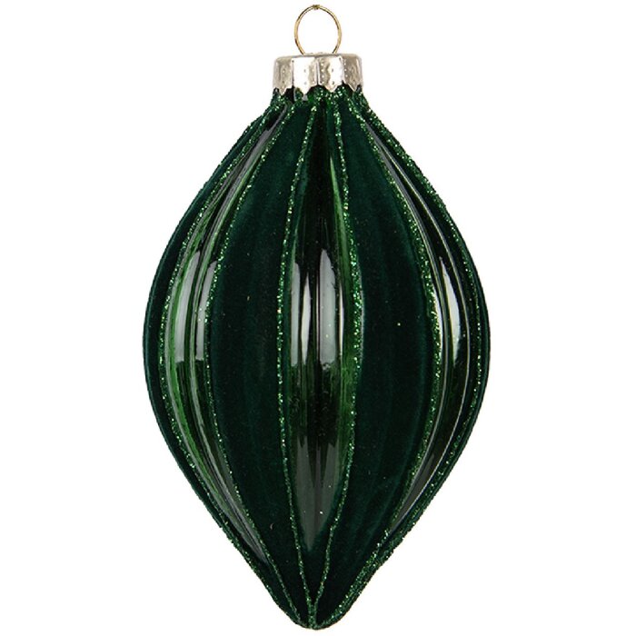 Clayre & Eef Vianočná guľa zelená 7x12 cm