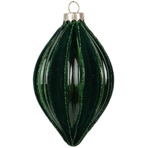 Clayre & Eef Vianočná guľa zelená 7x12 cm