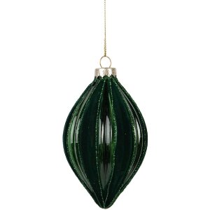 Clayre & Eef Vianočná guľa zelená 7x12 cm