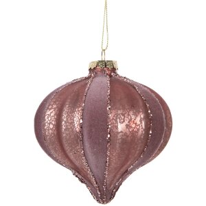 Clayre & Eef Vianočná guľa ružová 10x10 cm