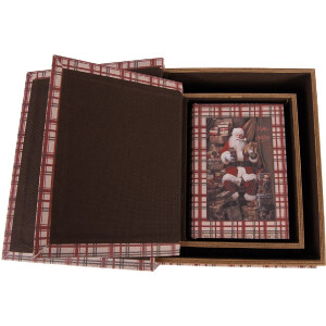 Clayre & Eef Krabičky v tvare knihy – 3ks Hnedá/Červená