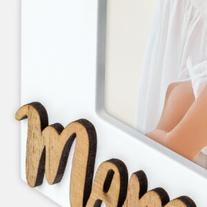 ZEP Mamma I drevený fotorámik 10x15 cm biely s nápisom mamma