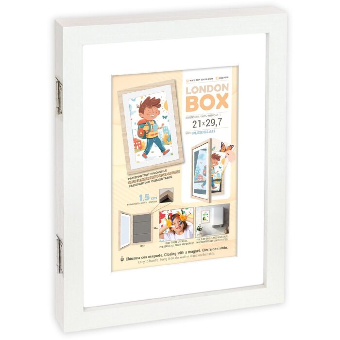 ZEP Drevený fotorámik London biely DIN A4, otvárací, na stojanie