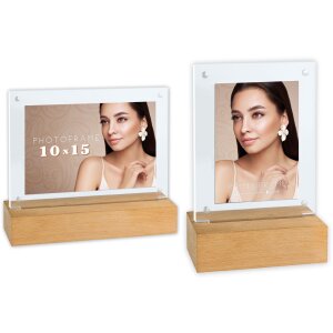 ZEP Fotorahmen New York Acryl LED Holzfuß 10x15 cm...