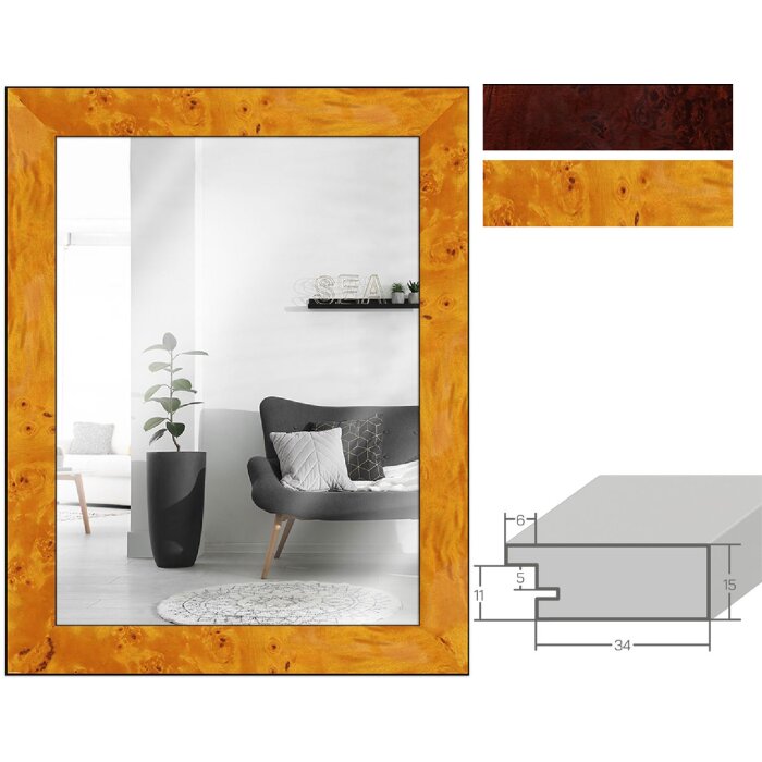 MendeFrames Nástenné zrkadlo H14E Drevený dekor - rôzne veľkosti
