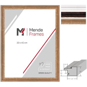MendeFrames H025 Wandspiegel Massivholz Weiß Eiche...