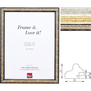 Drevený fotorámik Profil 86 Barok – strieborný/zlatý/čierny