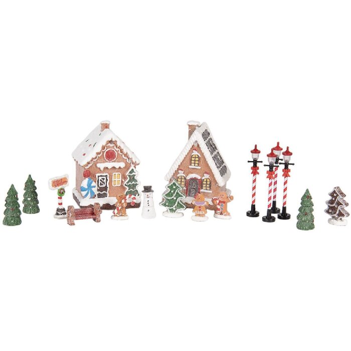 Clayre & Eef Dekoračné domčeky s LED - Set 17 (9x8x13 cm)