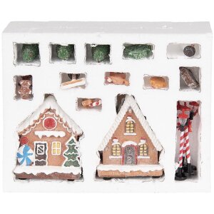 Clayre & Eef Dekoračné domčeky s LED - Set 17 (9x8x13 cm)