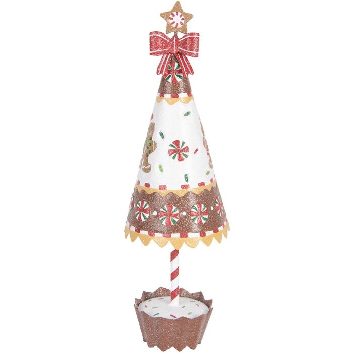 Clayre & Eef 6Y5803 Dekoration Weihnachtsbaum Ø 11x37 cm Braun Weiß