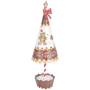 Clayre & Eef 6Y5803 Dekoration Weihnachtsbaum Ø 11x37 cm Braun Weiß