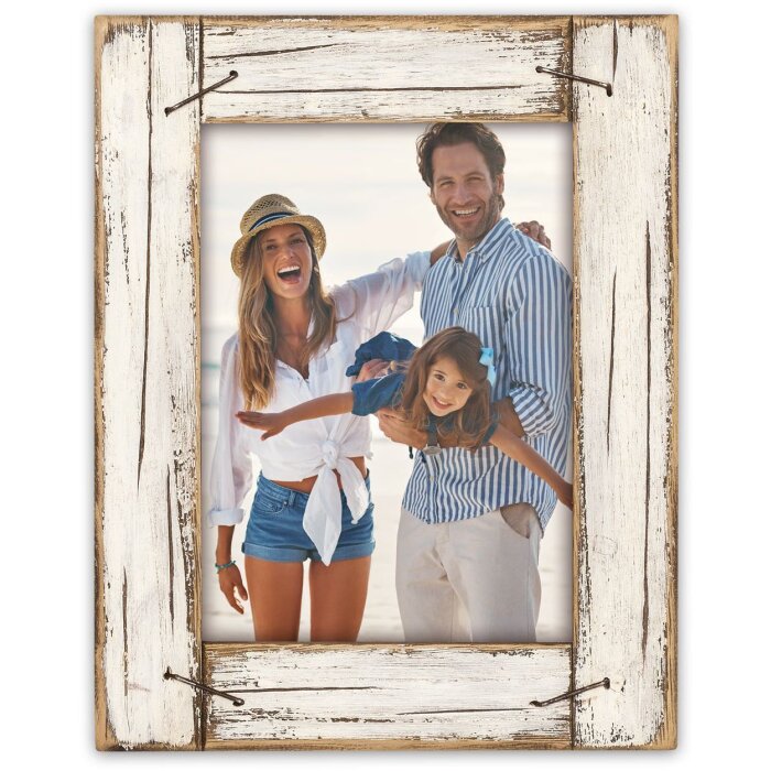 ZEP Drevený fotorámik "Horn" – Vintage, biely (13x18/15x20 cm)