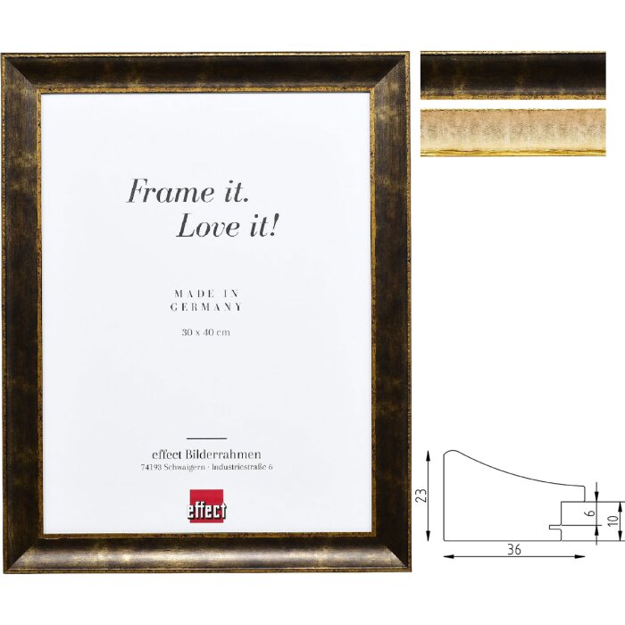 Effect Holzrahmen Profil 68: Barokový fotorámik čierna/slonovinová 3,6 cm