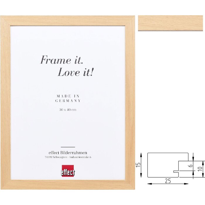 Effect Holzrahmen Profil 71 Eiche Massivholz viele Formate Museumsglas wählbar