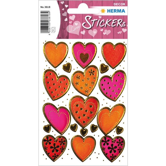 Štítky na šperky HERMA DECOR hearts gold 2 listy
