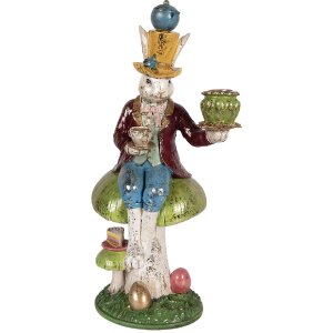 Clayre & Eef 6PR6043 Kerzenständer Kaninchen Bunt 20x16x41 cm