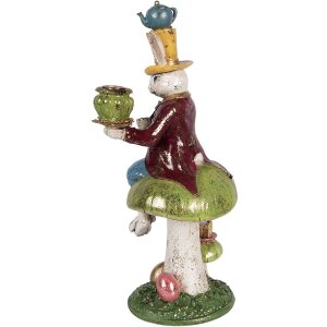 Clayre & Eef 6PR6043 Kerzenständer Kaninchen Bunt 20x16x41 cm