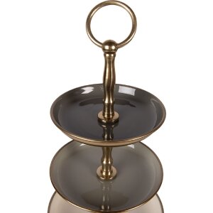 Clayre & Eef 66426 Etagere Ø 18x35 cm Beige-Gold 3 Etagen Eisen