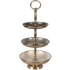 Clayre & Eef 66426 Etagere Ø 18x35 cm Beige-Gold 3 Etagen Eisen
