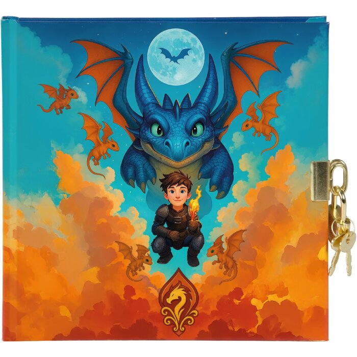 Goldbuch Denníček Drak 16x16 cm, biely s zámkom