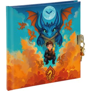 Goldbuch Denníček Drak 16x16 cm, biely s zámkom