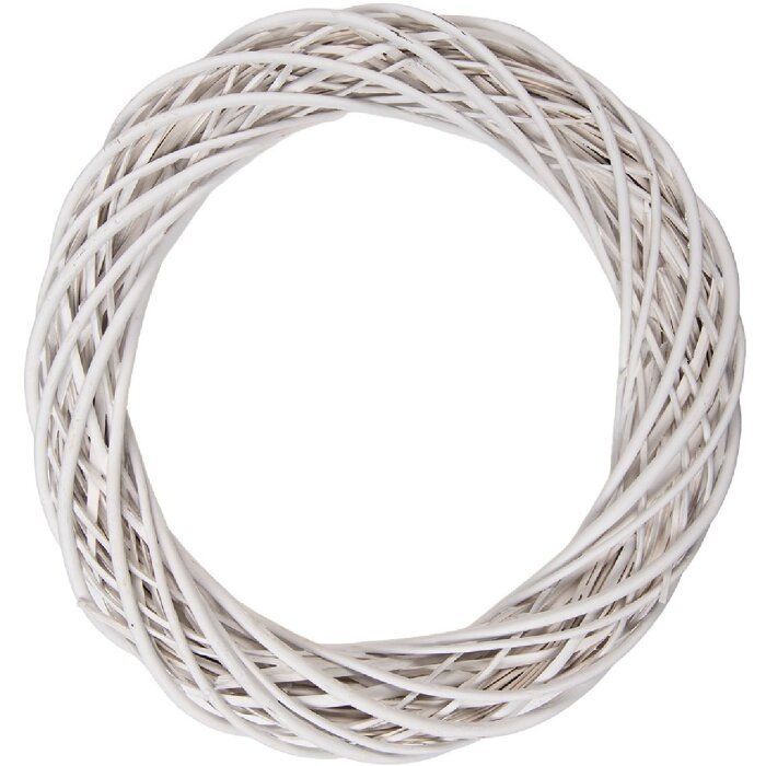 Clayre & Eef Deko Kranz Rattan Weiß Ø 50x9 cm skandi für Tür Wand Tisch
