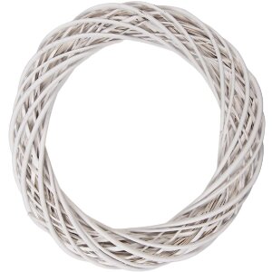 Clayre & Eef Deko Kranz Rattan Weiß Ø 50x9 cm skandi für Tür Wand Tisch