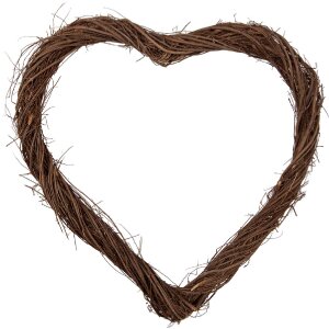 Clayre & Eef 6RO0606L Herzförmiger Rattankranz Braun 50x50x5 cm Weihnachtsdeko