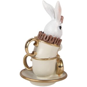 Clayre & Eef Králiček z polyresinu bielo-hnedý 8x8x14 cm