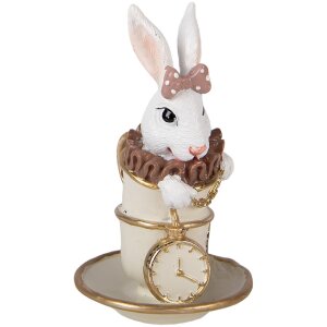 Clayre & Eef Králiček z polyresinu bielo-hnedý 8x8x14 cm