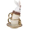 Clayre & Eef Králiček z polyresinu bielo-hnedý 8x8x14 cm