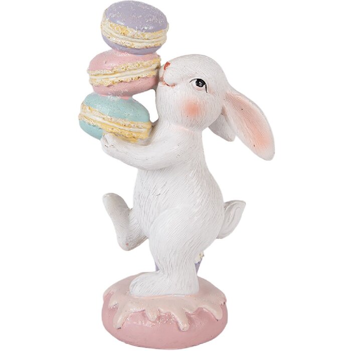 Clayre & Eef Dekoratívna figúrka kráčavého krysa biela/ružová 8x6x14 cm