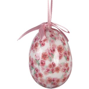 Clayre & Eef 66453 Dekoratívne vajíčkové závesy 9 ks biela ružová Ø 5x8 cm