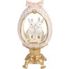 Clayre & Eef Vianočná dekorácia v tvare vajíčka s králikom bielo-zlatá 17x12x31 cm