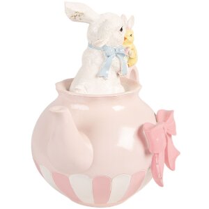 Clayre & Eef dekoratívna figúrka Kaninchen biely a ružový 20x14x20 cm