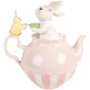 Clayre & Eef dekoratívna figúrka Kaninchen biely a ružový 20x14x20 cm