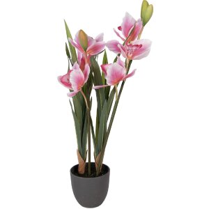 Clayre & Eef Dekoratívna figúrka Cattleya Hybrida ružovo-zelená 55 cm