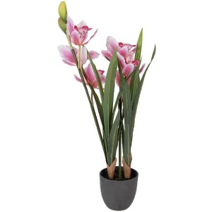 Clayre & Eef Dekoratívna figúrka Cattleya Hybrida ružovo-zelená 55 cm