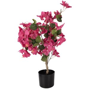 Clayre & Eef Dekorácia Bougainvillea 30x30x90 cm ružové kvety zelené listy