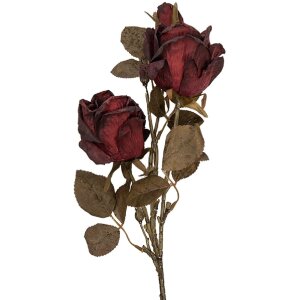 Clayre & Eef Výrazná plastová vetvička s kvetmi červeno-zelená 12x12x70 cm