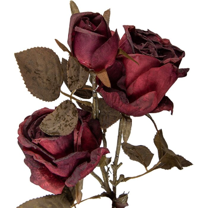 Clayre & Eef Dekorácia vetva s kvetmi červeno-zelená 12x12x70 cm