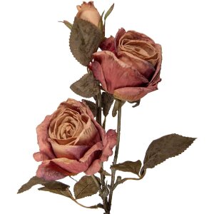 Clayre & Eef Dekorácia vetva s kvetmi růžové zelené 12x12x70 cm