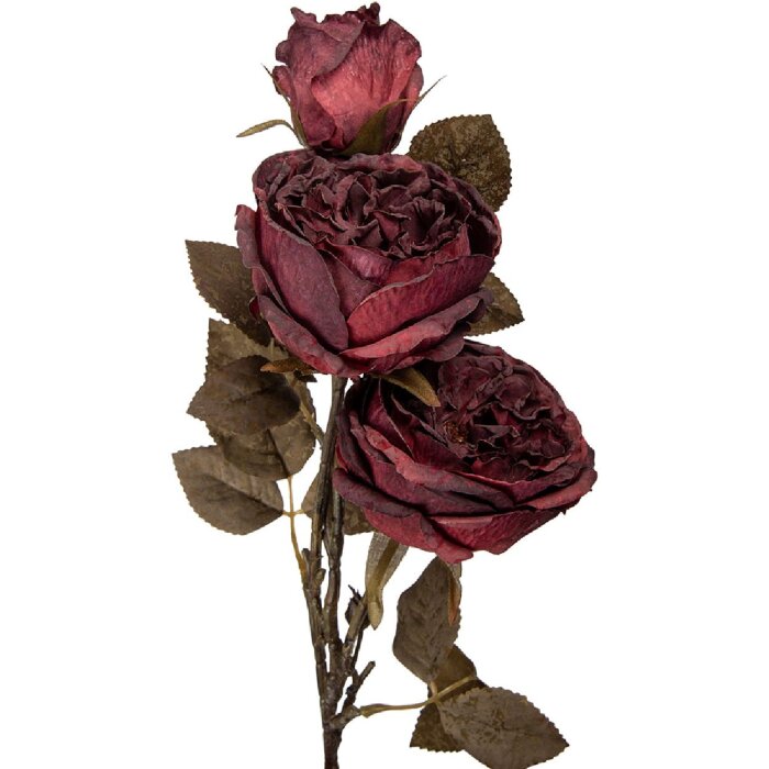 Clayre & Eef 5PL0245R Dekorácia v tvare vetvy s kvetmi červeno-zelená 12x15x70 cm