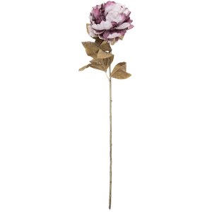 Clayre & Eef – umelá kvetina Pfingstrosa vínovej a zelenej, 14x14x70 cm